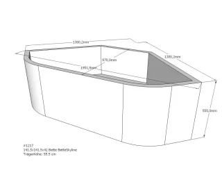 Neuesbad Wannenträger für Bette Skyline 141,5x141,5 mit Ablage Fünfeck SW13603A