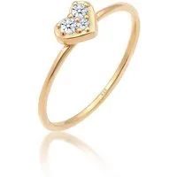 Elli DIAMONDS Verlobungsring Herz Diamant Weiß Brillantschliff (0.075 ct) 585 Gelbgold