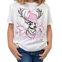 Tini - Shirts T-Shirt Mädchen Trachten Kindershirt Volksfest Trachten T-Shirt für Mädchen : Wuids Madl (Hut rosa)