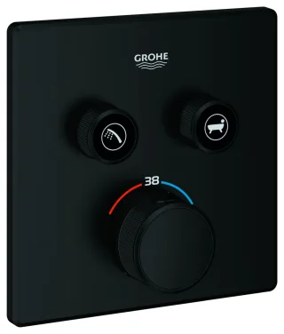GROHE Thermostat Grohtherm SmartControl, 29124 eckig FMS 2 Absperrven. matt black, 291242430 291242430