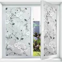 Agger Fensterfolie Sichtschutzfolie für Fenster,Blickdicht Selbsthaftend, Fenster, statische Fensterfolie mit Blumenmuster, abnehmbar, 44,5 × 200 cm