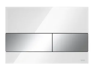 Tece square Betätigungsplatte Zweimengen, Glas weiß glänzend, Tasten Ch. glänzend, 9240802 9240802