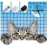 KONZEPT Tiersicherheitsnetz für Katzen, Balkonnetz ohne Bohren, 3 x 3 cm Maschenweite, Bissfest, Kratzfest, Reißfest, Wetterbeständig, Maschenweite: 3 x 3 cm