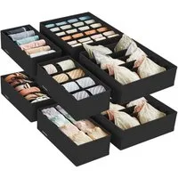 SONGMICS Aufbewahrungsbox Unterwäsche-Organizer, faltbar, Stoffboxen, für BHs Socken Krawatten (8 St), 8 Stück, Ordnungssystem Kleiderschrank, Aufbewahrungsbox Schrank