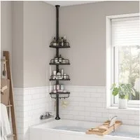 SONGMICS Duschablage Duschregal, Eckregal Bad, mit 4 Ablagen, Badregal, 85-305 cm, höhenverstellbar