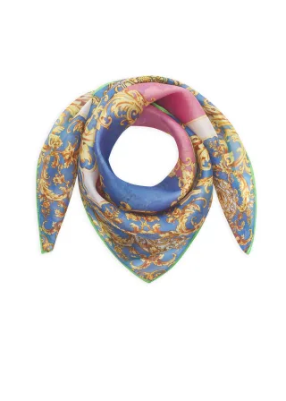 3ER PACK - Luxuriöses Tuch aus reiner Seide mit heraldischem Muster blau - Gr. - one size