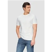 s.Oliver T-Shirt T-Shirt mit Flammgarnstruktur kurzarm, Rundhals, Logo