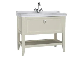 VitrA Valarte Set 100 cm Möbelwaschtisch + Waschtischunterschrank 1 Vollauszug Elfenbein Matt,62185 62185