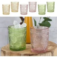 CEPEWA Glas Trinkglas 6er Set 'Mandala' Ø8x10cm 300ml Glas rosa grün orange