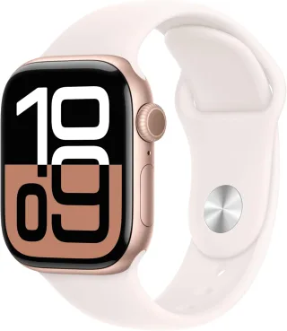 Apple Watch Series 10 [GPS + Cellular inkl. Sportarmband M/L blassrosa] 42mm Aluminiumgehäuse roségold