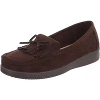 Ital-Design Eleganter Fransen-Schuh für Damen mit hohem Tragekomfort Slipper (91409698) Keilabsatz/Wedge Mokassins in Braun