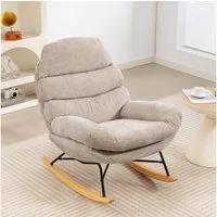 HOMCOM Schaukelstuhl mit Anti-Rutsch-Pads (Schwingstuhl, 1 St), für Wohnzimmer, Schlafzimmer, Cremeweiß