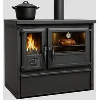 TRGO Festbrennstoffherd Küchenofen Modell Forno - schwarz - 6 kW, 6 kW
