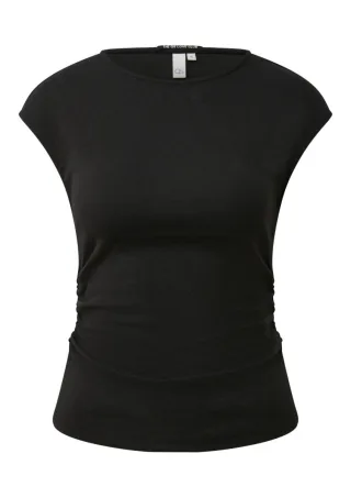 Q/S designed by - T-Shirt mit Raffung schwarz - Gr. - XL