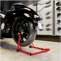 HOMCOM Fahrrad-Montageständer Motorradheber (vorne,hinten Montageständer, 1-tlg., Motorradständer), bis 544 kg, für Hinterrad Stahl Rot