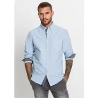 bonprix Langarmhemd Regular fit, aus reiner Baumwolle, unifarben mit Farbeinsätzen