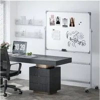 HOMCOM Magnettafel Stiftablage und Alurahmen Drehbares Mobiles Magnetisch, (Schreiben Whiteboard, 1-tlg., Schreibtafel), 120 x 90cm, mit Ständer, für Home Office, Klassenzimmer, Weiß