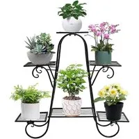 Youyijia Blumenständer Metal Flower Stand Black Flower Stairs with 6 Levels