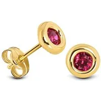 Miore Paar Ohrstecker MA9134E - aus 9 Karat 375 Gelbgold - mit Rubinen 0,20 Karat, Echtgold Damenohrringe mit 5,5 mm Durchmesser