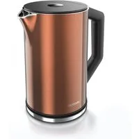 Arendo Wasserkocher aus Edelstahl, Temperatureinstellung 40°–100°C mit Anzeige, Doppelwand, 1,5 l, 2200 W, Teekocher mit Temperaturanzeige, in 5 °C-Schritten einstellbar