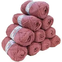 VLNIKA 10 x 50g Strickgarn TEREZKA 100% Baumwolle Baumwollgarn Häkelgarn Häkelwolle, 155 m (Sparpaket 10 x 50g), malvenrosa