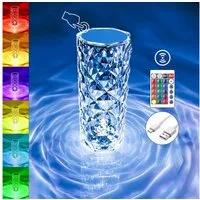 XINGGANG Tischleuchte Rose Kristall Lampe LED 3D Effekt, Touch & Fernbedienung, Dimmbar, Touch und Farbwechsler, LED fest integriert, Geschenk romantische Anlässe, Dekoration Ambiente-Beleuchtung