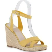 VAN HILL 21367639 NH 1802572-CO-2280 Damen Sandaletten Ocre Micro 39 Keilsandalette Damen Keilsandaletten Sandaletten Keilabsatz Bast Wedge