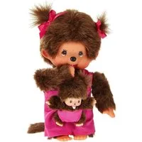 Monchhichi Biegepuppe Monchhichi Mama mit Baby 20cm - Plüschfigur in Pink