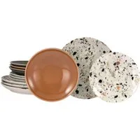 CreaTable Tafelservice Terrazzo Mix (12-tlg), 4 Personen, Steinzeug