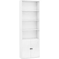 COSTWAY Bücherregal, 180cm Bücherschrank mit Türen & 4 offenen Fächern