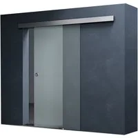 Mai & Mai Glasschiebetür komplettset in Vollsatiniert 15mm Wandabstand 8mm ESG-Sicherheitsglas