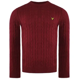 Lyle & Scott Cable Mens Burgundy Pullover
