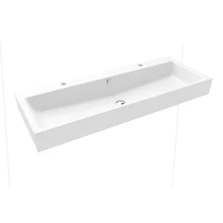 Kaldewei Puro Wand-Doppelwaschtisch 906806043001 120x46x12cm, mit Überlauf, 2x1 Hahnloch, weiß Perl-Effekt