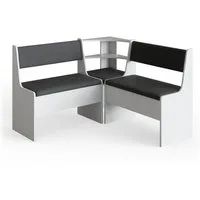 Vicco Sitzbank Roman, Weiß/Anthrazit, 120 x 120 cm Ohne Tisch (Set, 3-St., 3-er Set), bequeme Polsterung