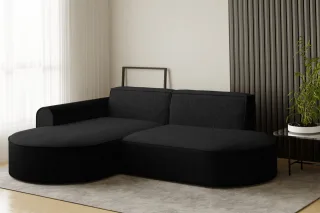 Ecksofa Designersofa BONDY in Stoff Neve Schwarz Ottomane Links