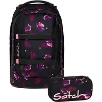 Satch Schulranzen Schulrucksack-Set PACK Mystic Nights 2-teilig (2-teilig), ergonomisch, Your-Size-System: auf Körpergröße anpassbar