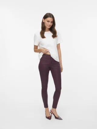 VERO MODA - VMFLASH MR SKINNY COATED PANTS NOOS winetasting - Gr. - XL/30