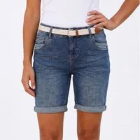 SUBLEVEL Bermudas (1-tlg) SUBLEVEL Damen Jeans Bermuda – Blau Jeans-Shorts mit Gürte