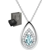 Limana Kette mit Anhänger dezenter Edelstein Schmuck Damen 925 Silber Halskette Geschenk (Frau Freundin Mama, Silberkette inkl. Dose und Tasche), Weihnachten Geburtstag Jahrestag Hochzeitstag Muttertag Valentinstag
