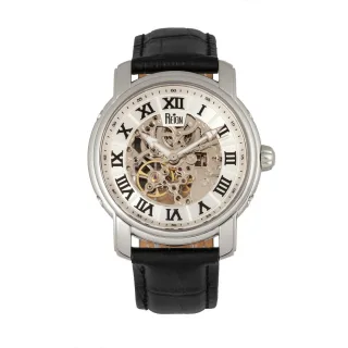 Reign Kahn Automatik-Skelettuhr mit Lederarmband