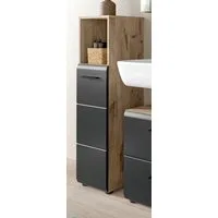 Inn.Furn Badkommode Cover (Badschrank in Schwarz mit Nox Eiche, halbhoch, 30 x 110 cm), mit 4 Fächern