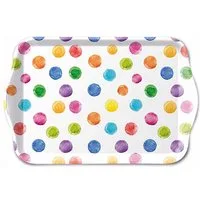 Ambiente Luxury Paper Products Dekotablett, Tablett Melamin 21x13cm mit Punkte Motiv Weiß / Bunt