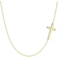 Runde Perlé Kreuzkette zarte Kette Kreuz Damen – 925 Sterling Silber oder 18K vergoldet, Halskette mit seitlichem Kreuzanhänger, 40+5 cm verstellbar