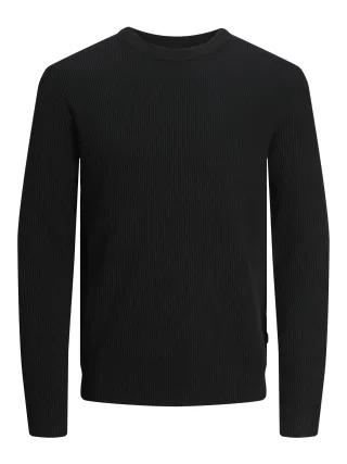 JACK&JONES - JJEPERFECT KNIT CREW NECK LN black - Gr. - M