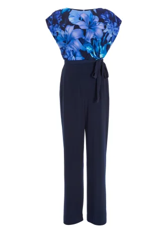 SWING - Elastischer Jersey Jumpsuit mit bedrucktem Oberteil navy/multi - Gr. - 48