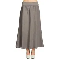 Caspar Faltenrock RO019 Damen langer Maxi Sommer Leinenrock mit figurfreundlichem Stretch Bund - Made in Italy