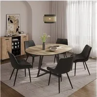 Vicco Esstisch Loyd, Eiche rustikal/Schwarz, 120 x 120 cm ausziehbar (1-St)