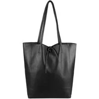 ITALYSHOP24 Schultertasche Made in Italy Damen Premium Leder SHOPPER Tasche HOBO Umhängetasche, Echtleder Business Bag leicht groß klassisch sicher geräumig Beutel