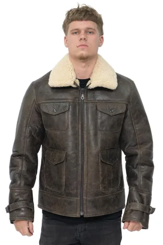 Klassische Safari-Jacke aus Schaffell für Herren – Arezzo