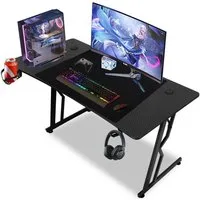 Clanmacy Gamingtisch Gaming Schreibtisch 120/140x60 cm mit Mauspad, LED & Kabelmanagement (Enthält nur Mauspad, 120x60x75cm), Ergonomischer, Kabelmanagement